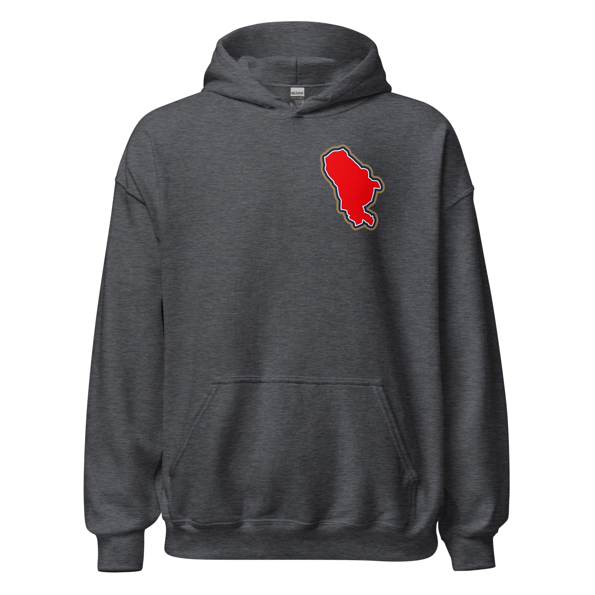 Dark Heather Arsenal hoodie with Area Motif