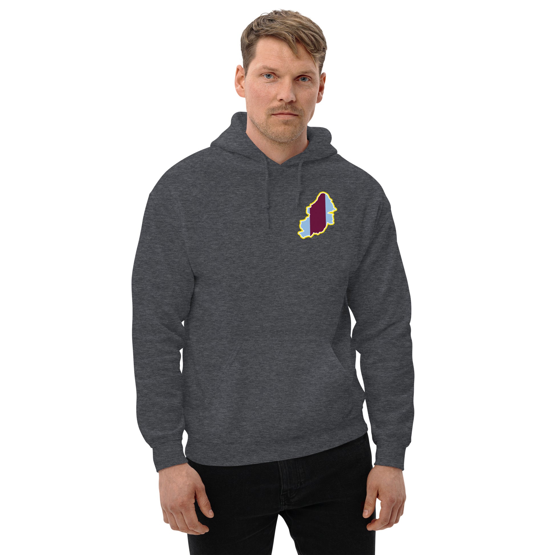 Dark Heather Aston Villa Hoodie with Area Motif