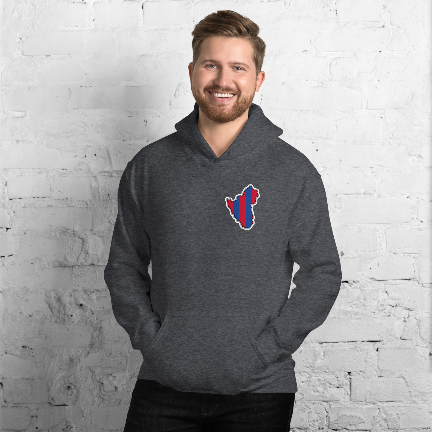 Dark Heather Crystal Palace Hoodie with Area Motif