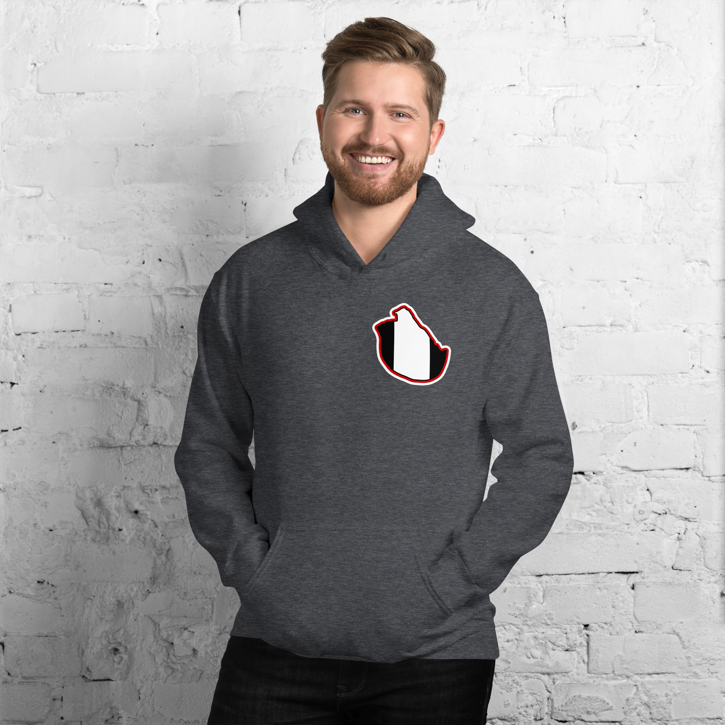 Dark Heather Fulham Hoodie with Area Motif