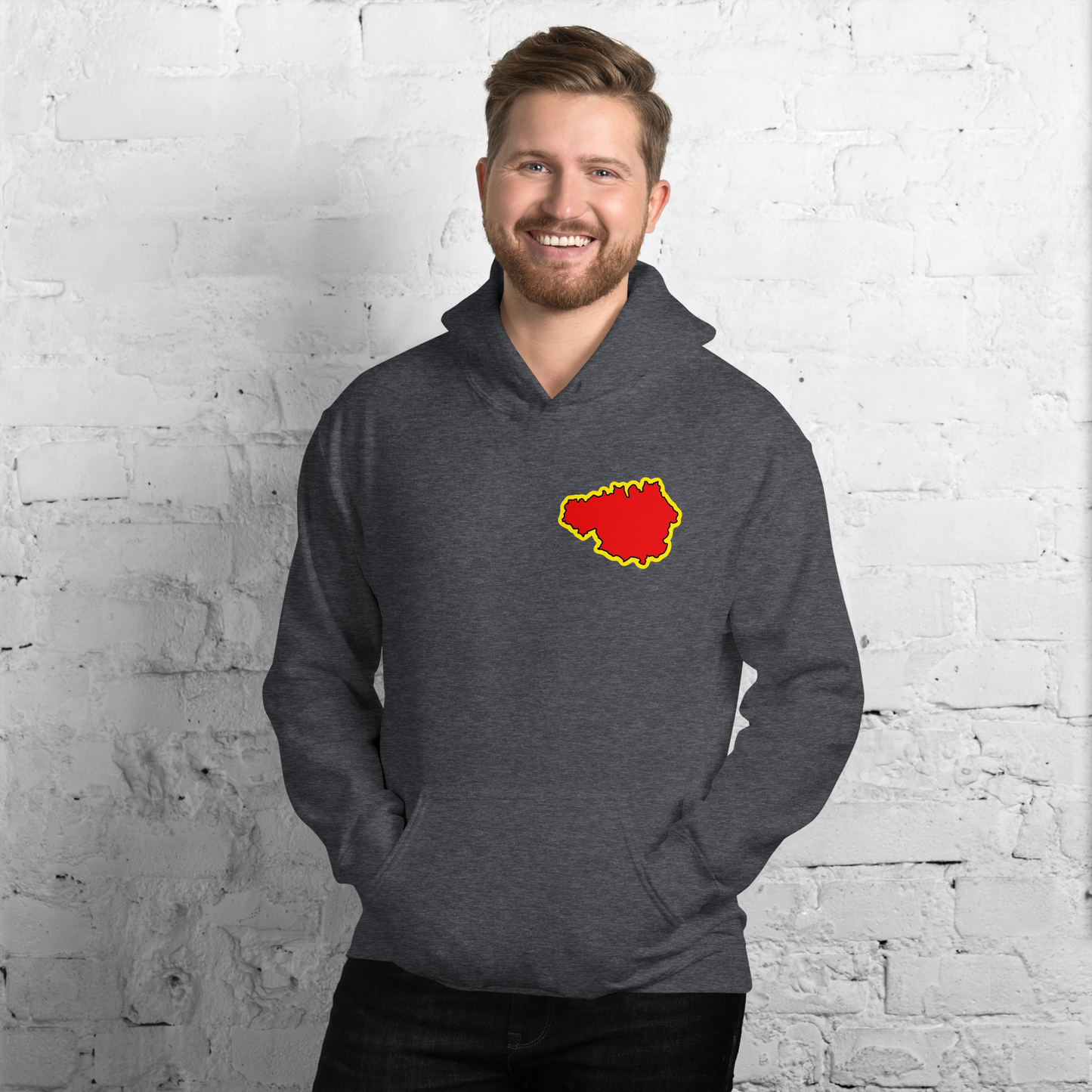 Dark Heather Manchester Utd Hoodie with Area Motif