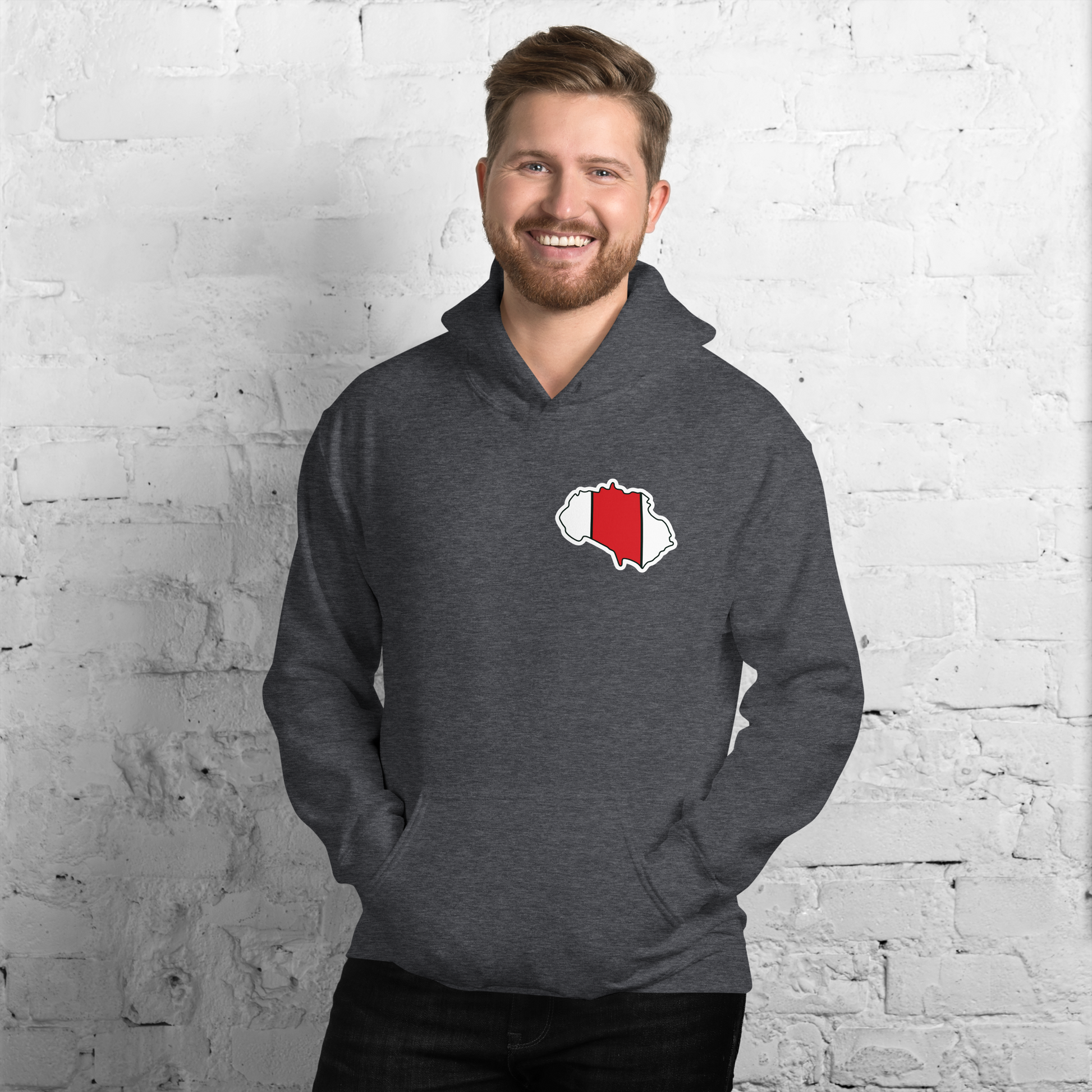 Dark Heather Southampton Hoodie with Area Motif