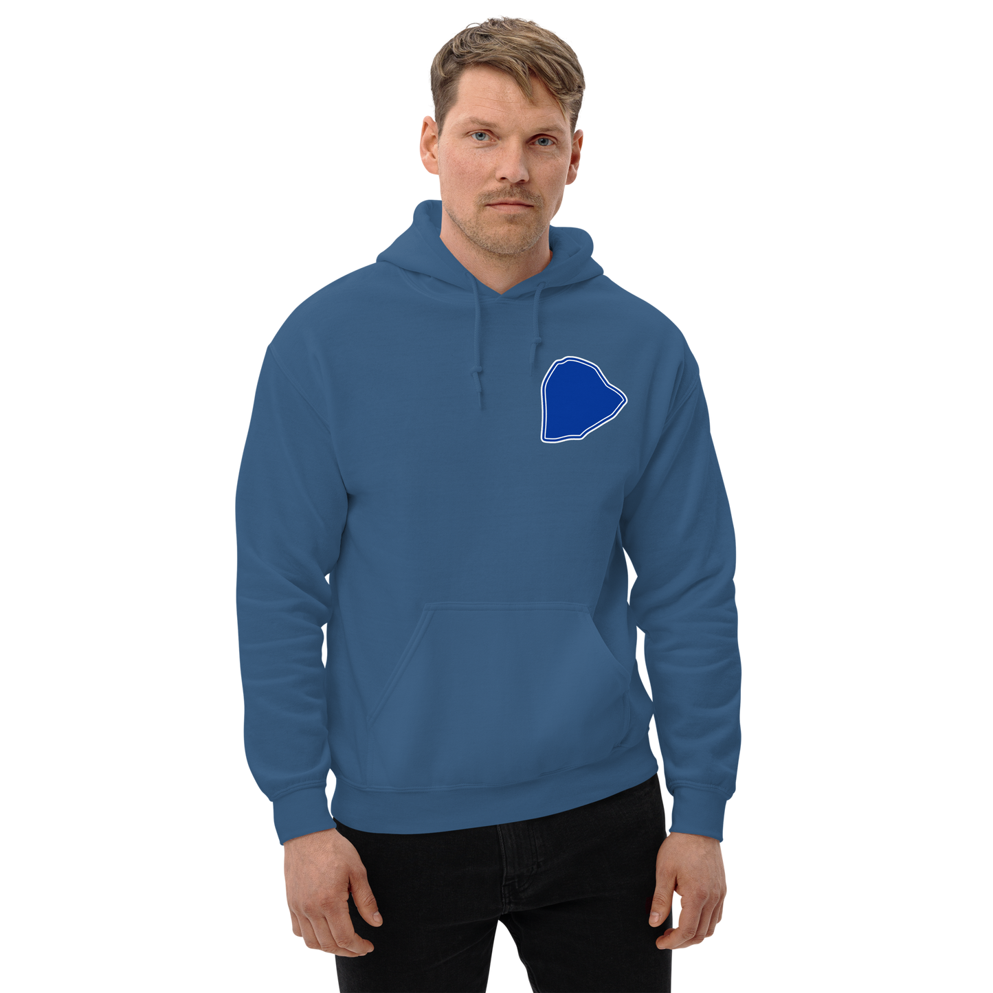 Indigo Blue Everton Hoodie with Area Motif