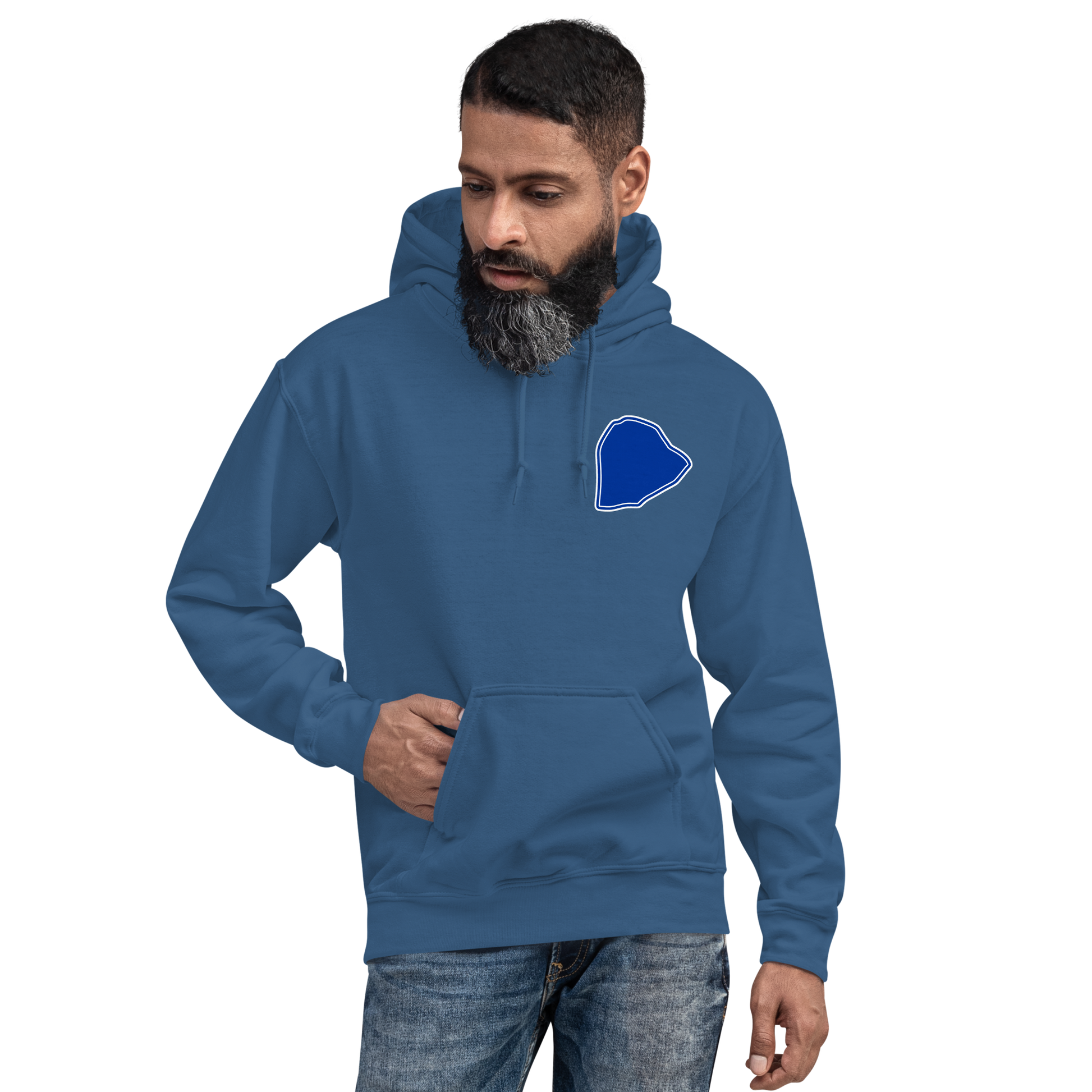 Indigo Blue Everton Hoodie with Area Motif