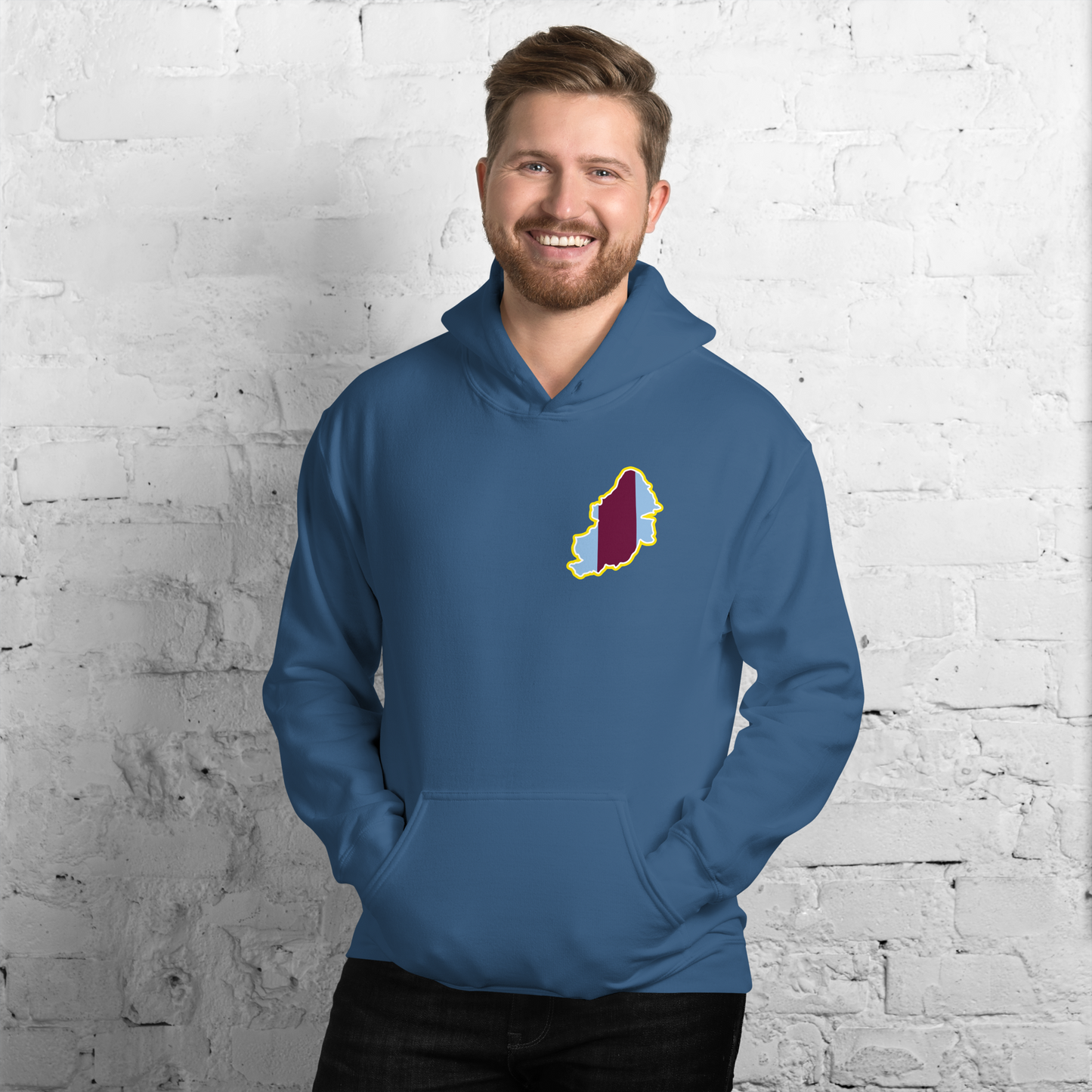 Indigo Blue Aston Villa Hoodie with Area Motif