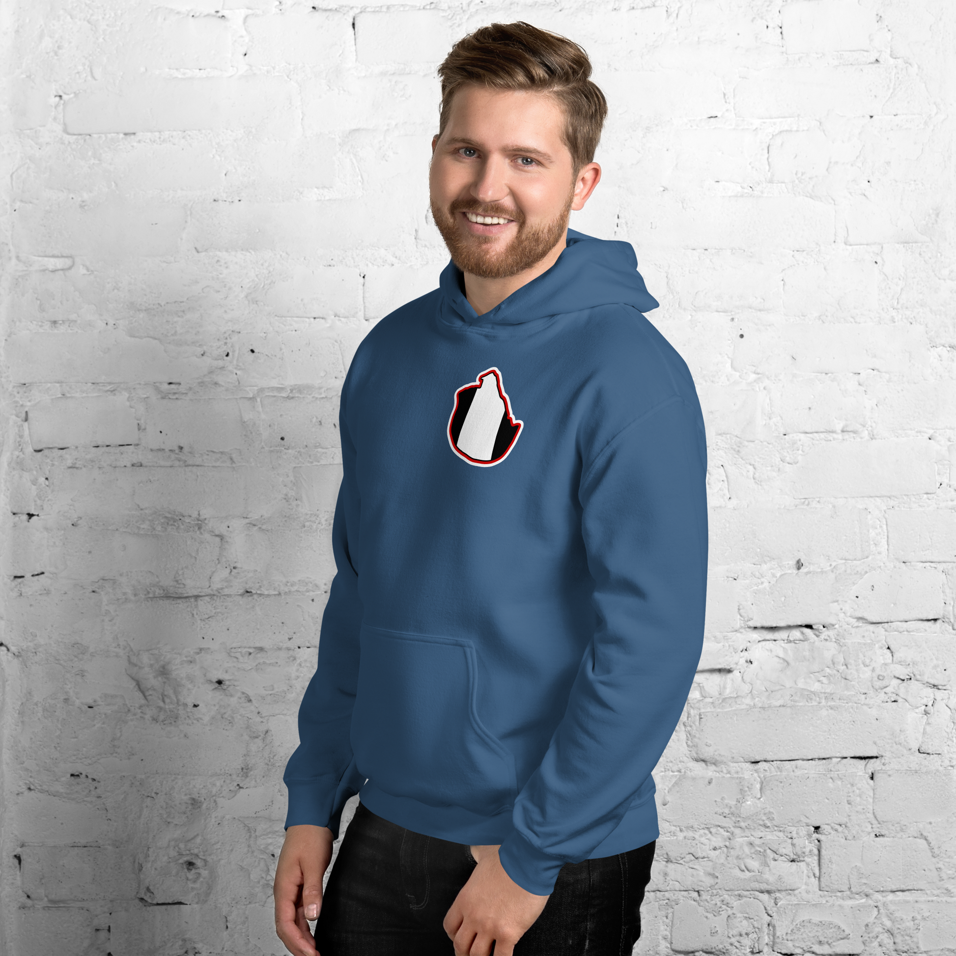 Indigo Blue Fulham Hoodie with Area Motif