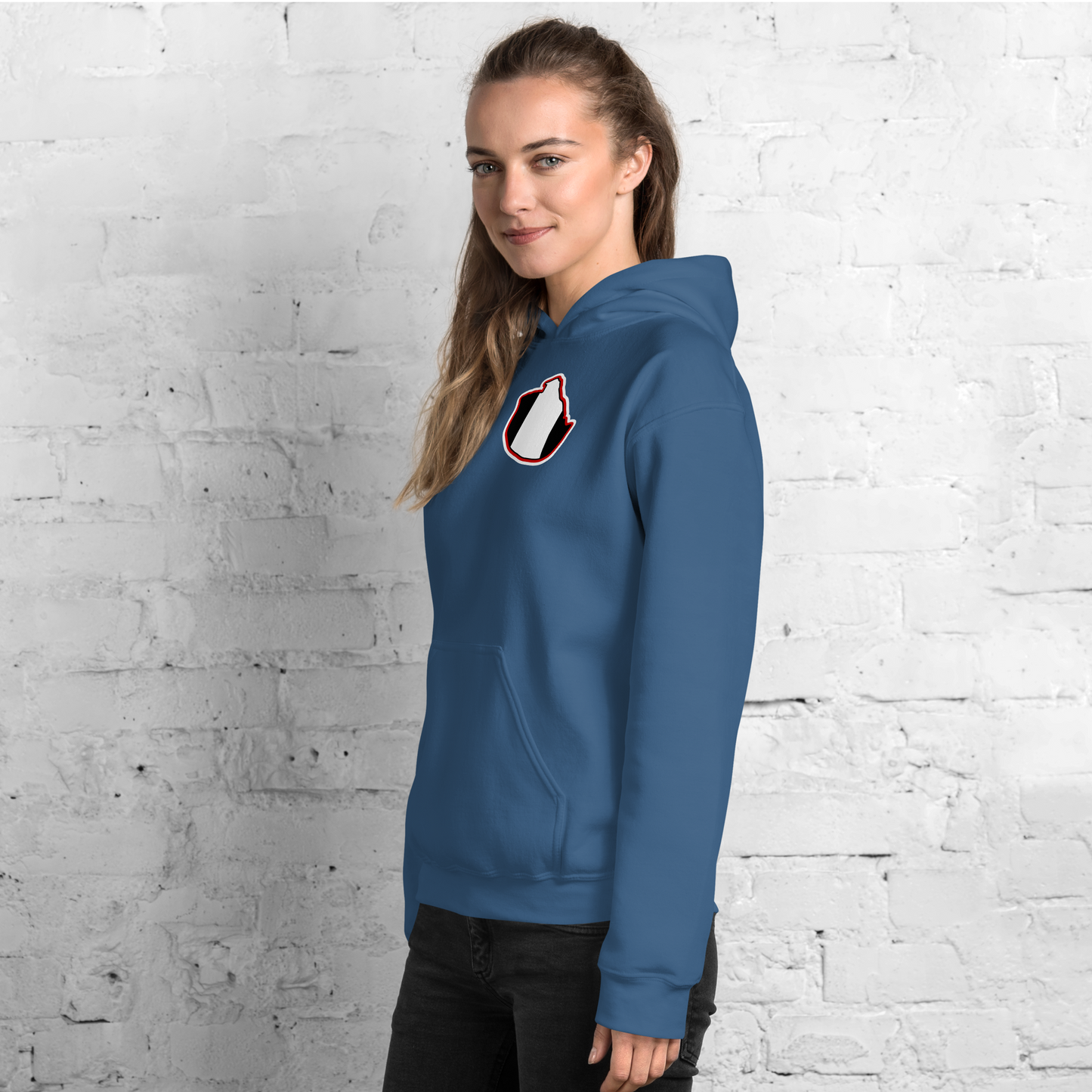 Indigo Blue Fulham Hoodie with Area Motif