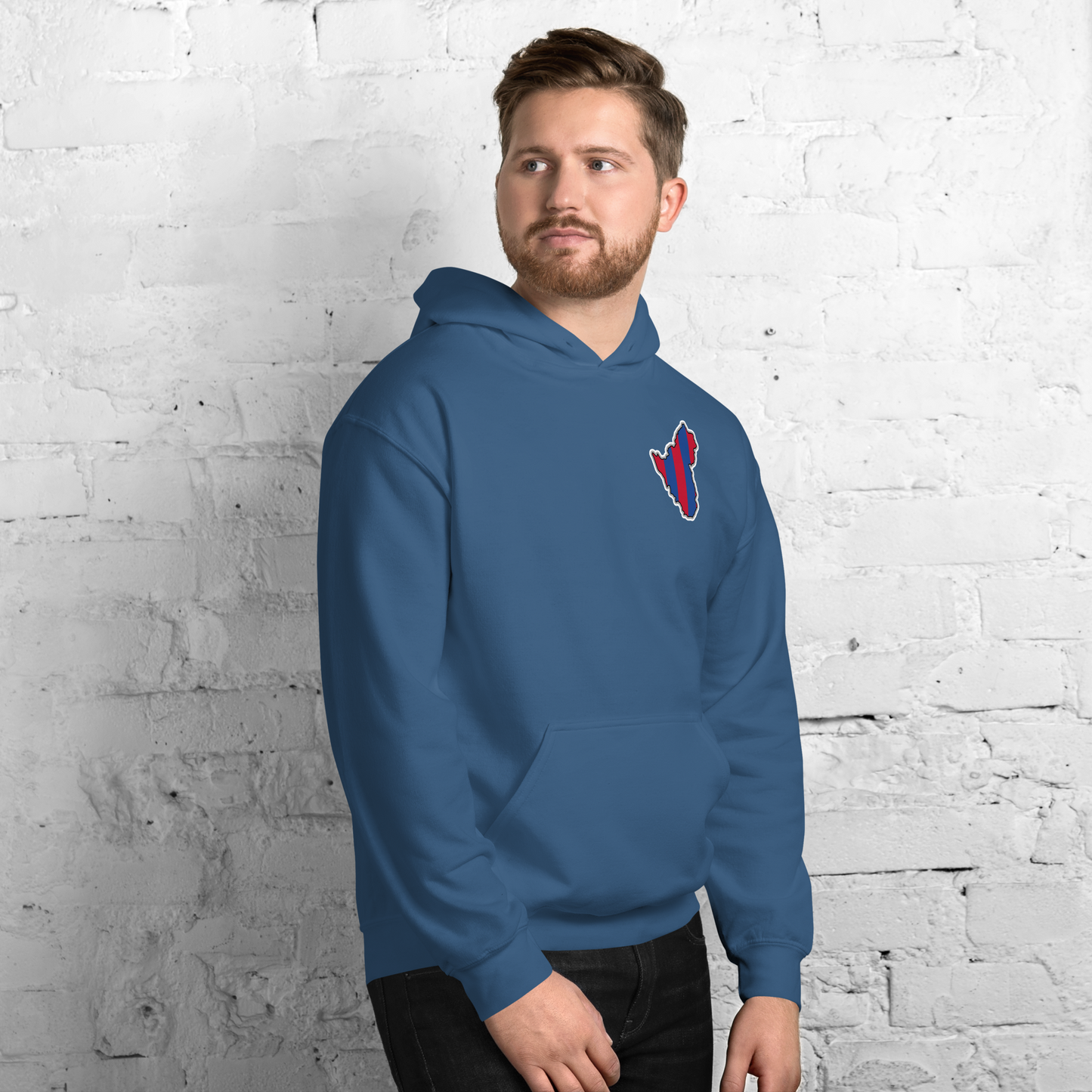 Indigo Blue Crystal Palace Hoodie with Area Motif