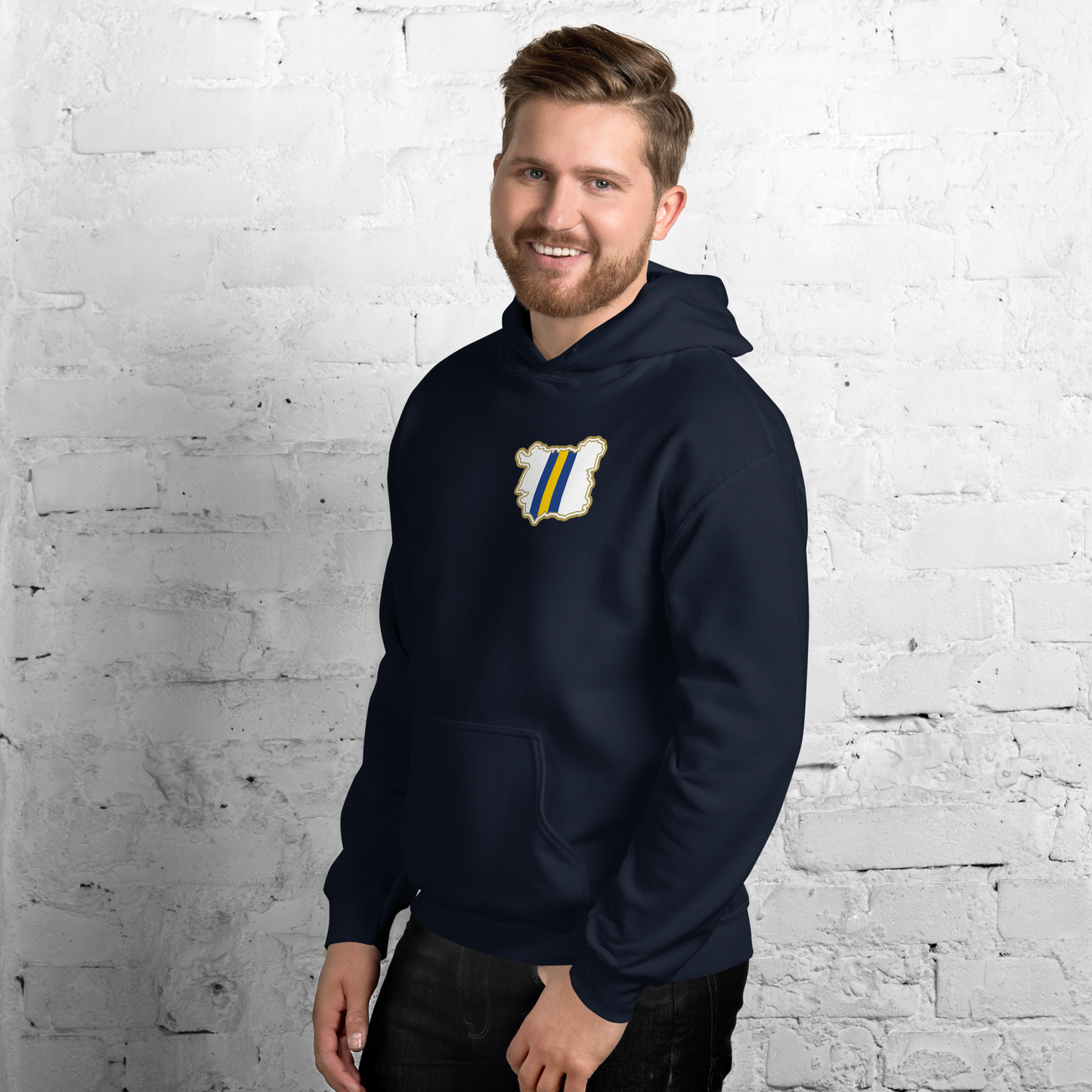 Navy Blue Leeds Utd Hoodie with Area Motif